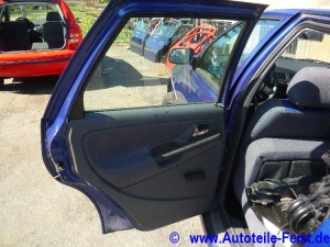 Tür hinten links Seat Ibiza III Bj.00 blau LS5N Scheibe Fensterheber